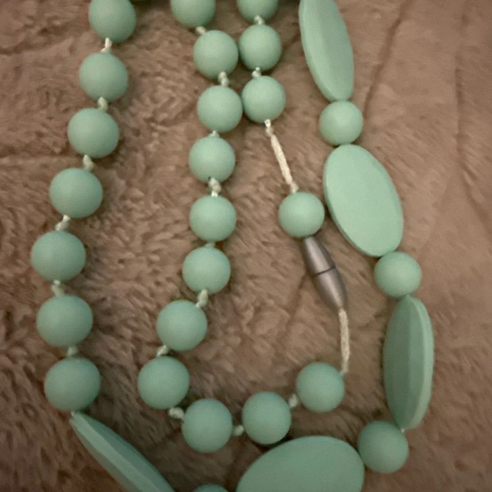 Sofia Teething Necklace - Super Cute Mint 30” Total Length